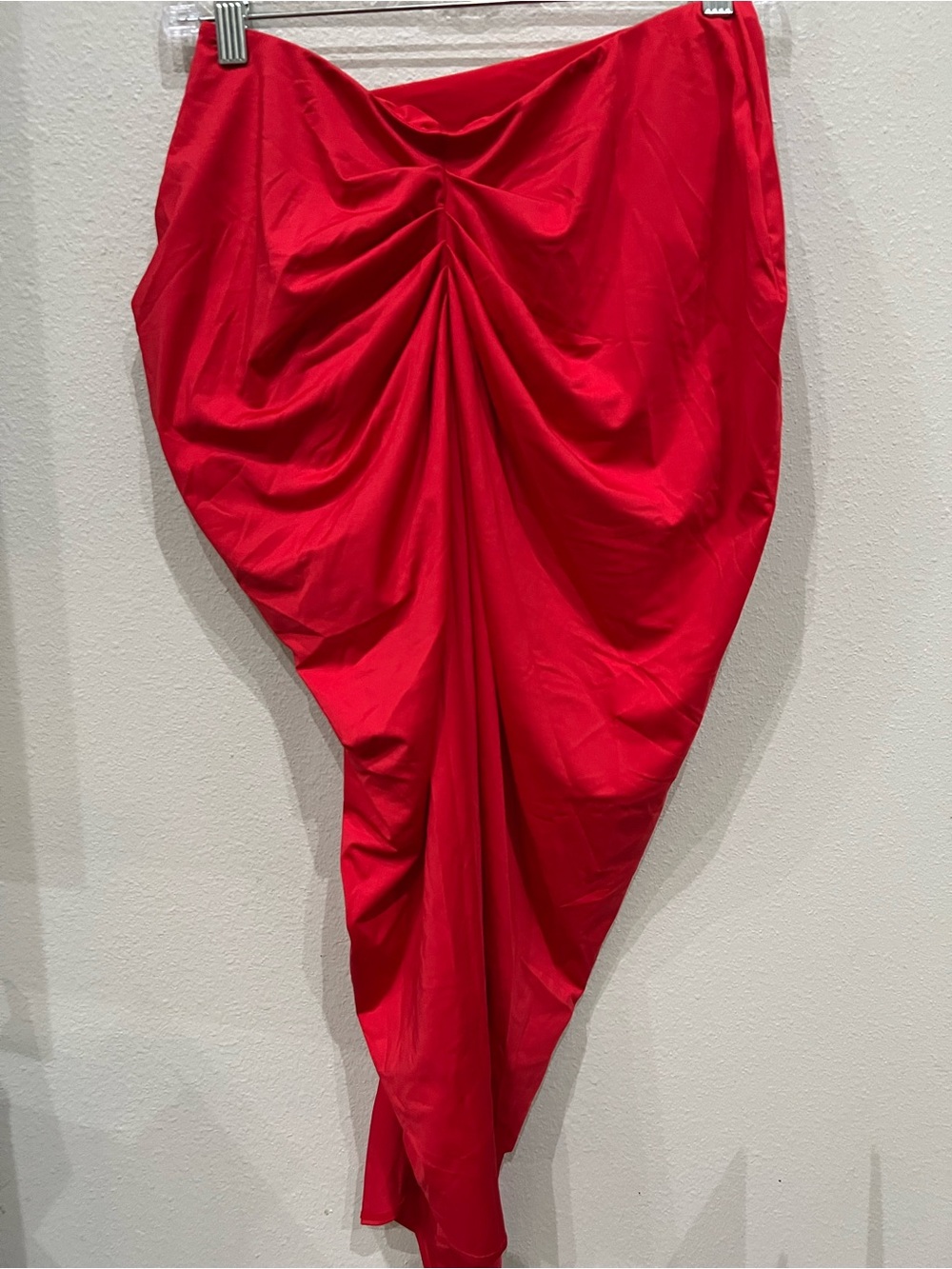 Draped Red Asymmetric Skirt halara sz XS halara built in underwear